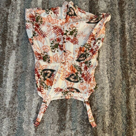 GUESS Tropical Leaves Sleeveless Cargo Romper XL - Picture 5 of 6